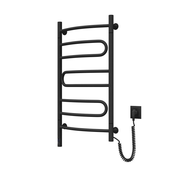 Elektrischer Handtuchheizkörper Pirouette Sensor 480x800 Schwarz mit Kabelausgang rechts