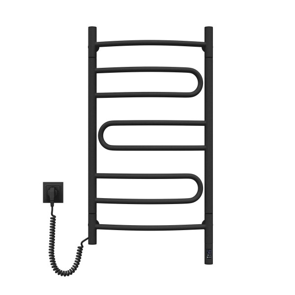 Elektrischer Badheizkörper Schwarz Pirouette Sensor 480x800 mit Kabelausgang links