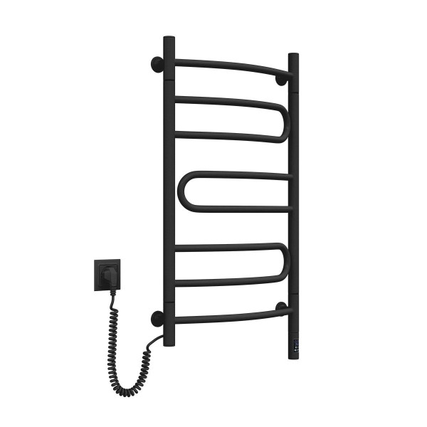 Elektrischer Badheizkörper Schwarz Pirouette Sensor 480x800 mit Kabelausgang links