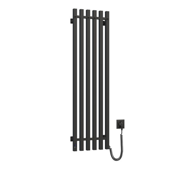 Navin Elektrischer Handtuchheizkörper Levante 330x1200 schwarz mit Kabelausgang rechts