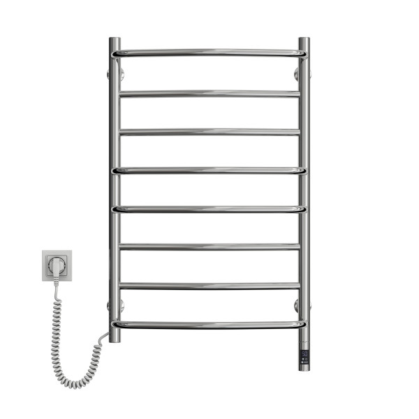 Elektrischer Handtuchheizkörper Edelstahl Omega Sensor 530x800 mit Kabelausgang links