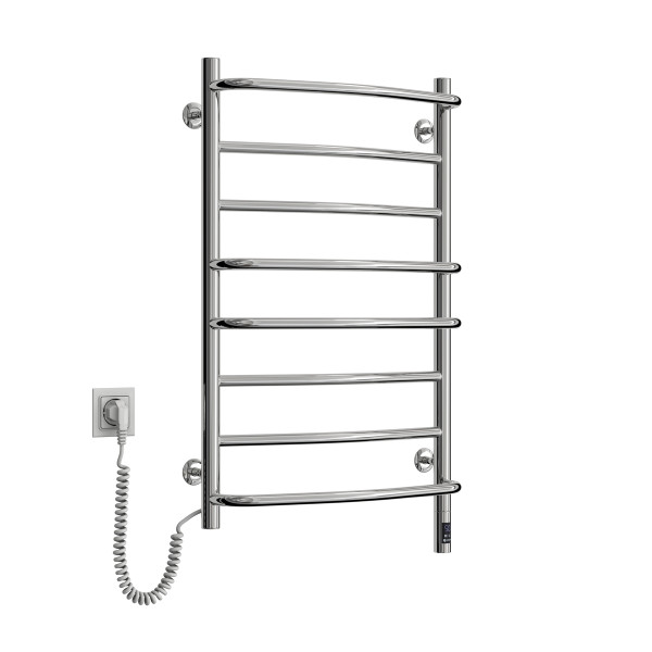 Elektrischer Handtuchheizkörper Edelstahl Omega Sensor 530x800 mit Kabelausgang links