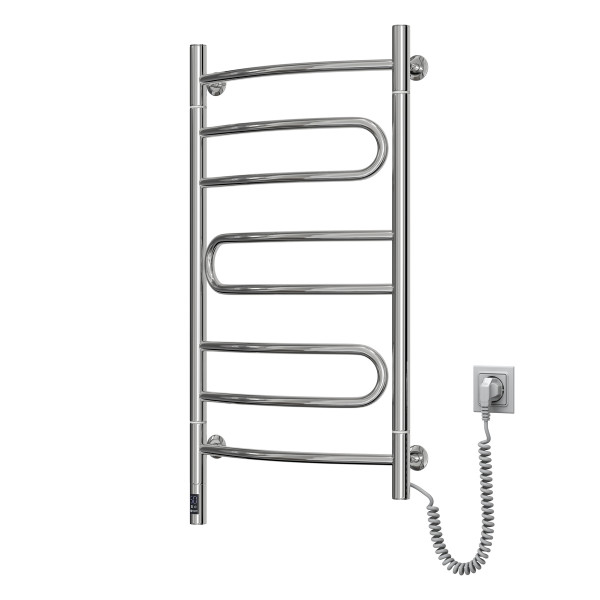 Elektrischer Handtuchheizkörper NAVIN Edelstahl Pirouette Sensor 480x800 mit Kabelausgang rechts