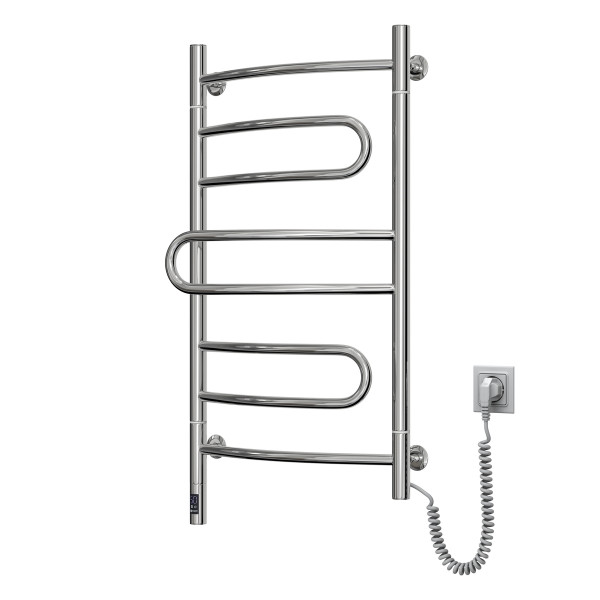 Elektrischer Handtuchheizkörper NAVIN Edelstahl Pirouette Sensor 480x800 mit Kabelausgang rechts