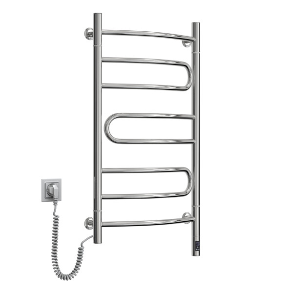 Edelstahl Handtuchheizkörper Elektrisch Pirouette Sensor 480x800 mit Kabelausgang links