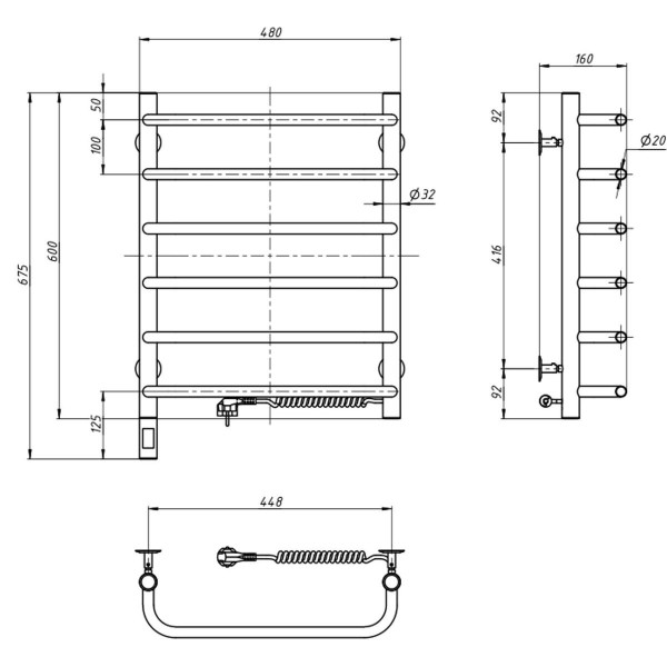 Elektrischer Badheizkörper Navin Symphony 480x600 mit rechtem Sensor und Timer