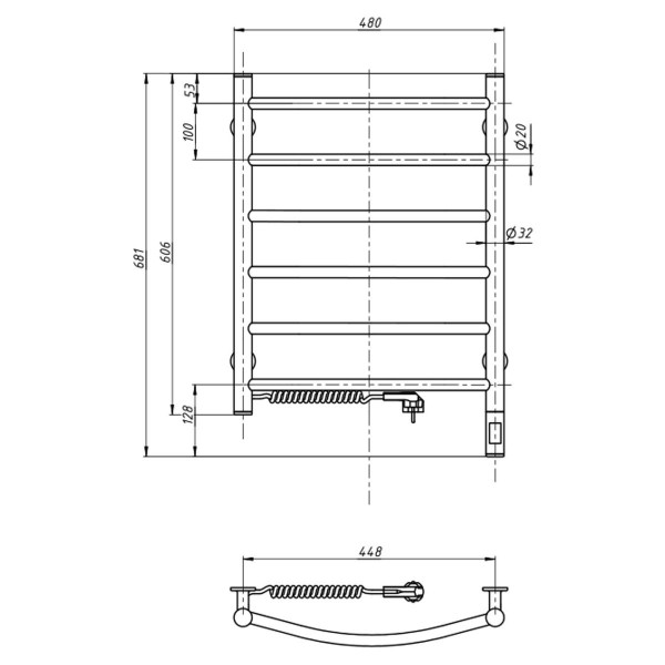 Elektrischer Badheizkörper Camellia 480x600, Sensor links, Timer, weiß