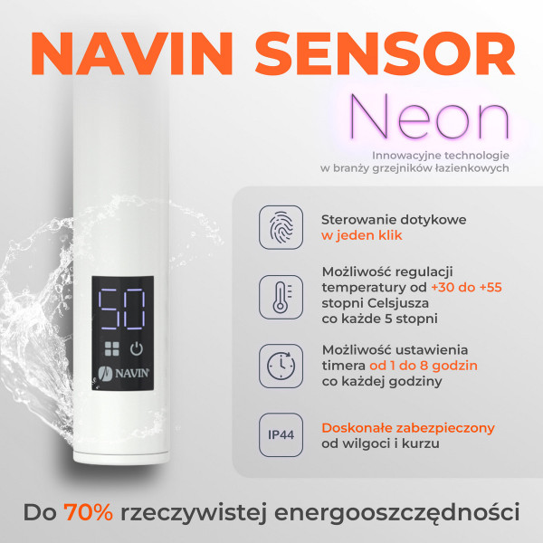 Elektrischer Badheizkörper Navin Symphony 480x600 mit linkem Sensor und Timer