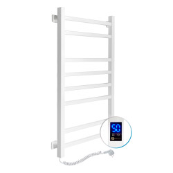 Elektrischer Handtuchheizkörper LOFT Weiß 500x800 links mit Sensor