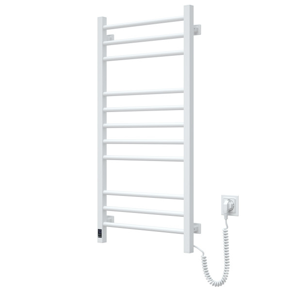 Elektrischer Handtuchheizkörper Classic Quadro Sensor 500x1000 Weiß mit Kabelausgang rechts