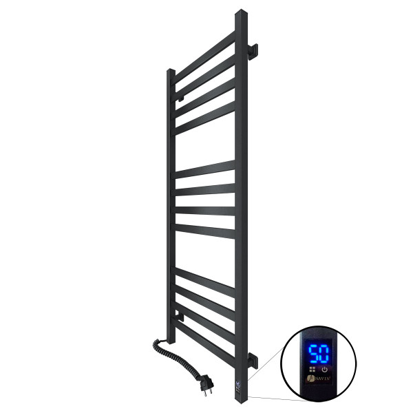 Elektrischer Badheizkörper Avangard Sensor 480x1200 Schwarz mit Kabelausgang links