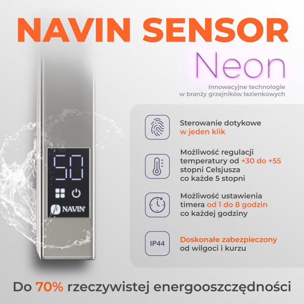 Elektrischer Badheizkörper Navin Avangard 360x800 mit Sensor rechts, Timer