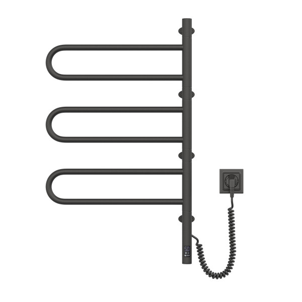 Schwenkbarer elektrischer Handtuchheizkörper NAVIN Fouette 480×800 Sensor in Schwarz Muar