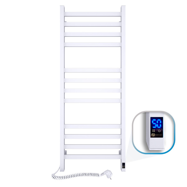 Elektrischer Badheizkörper NAVIN Avangard 480x1200 Sensor, weiß, links, Timer