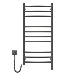 Elektrischer Handtuchheizkörper Camellia Schwarz 480x1000 Links mit Sensor