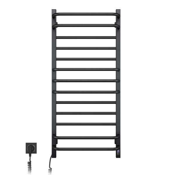 Elektrischer Badheizkörper Navin Grandis 480x1000 Sensor, links, Timer, Schwarz Mora