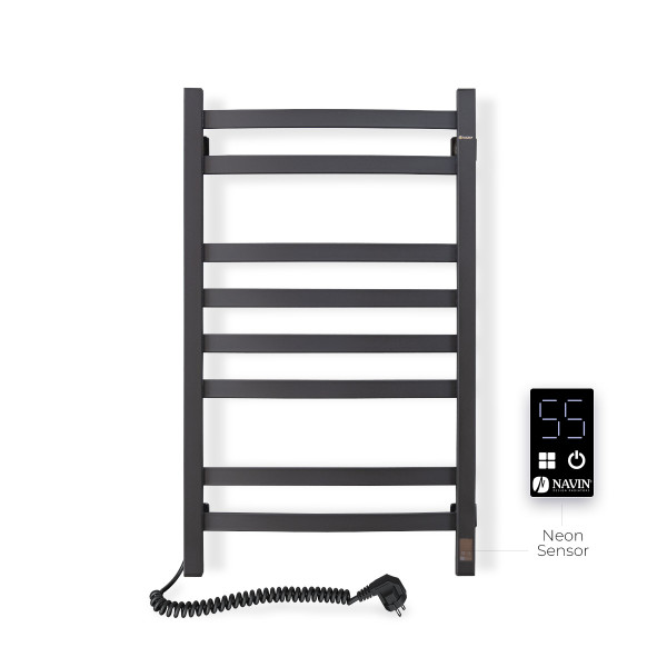 Elektrischer Badheizkörper NAVIN AVALON 480x800 Sensor links, schwarze Mora