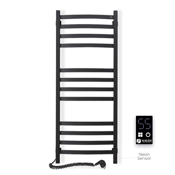 Elektrischer Badheizkörper NAVIN AVALON 480x1200 Sensor links, Schwarz Marmor