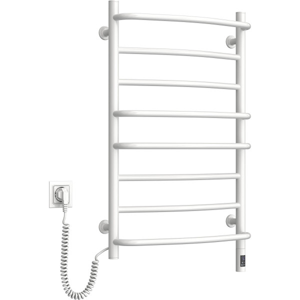 Elektrischer Handtuchheizkörper Omega Sensor 530x800, weiß, mit Kabelausgang links