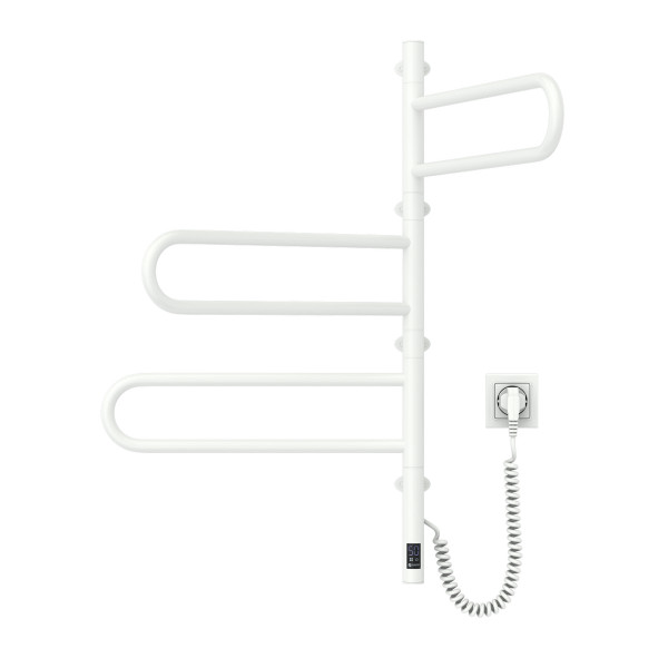 Schwenkbarer elektrischer Handtuchheizkörper NAVIN Fouette 480×800 Sensor in Weiß