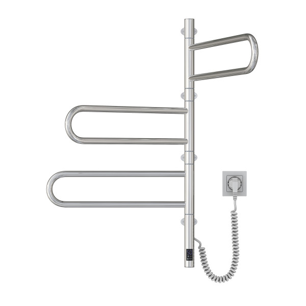 Schwenkbarer elektrischer Handtuchheizkörper NAVIN Fouette 480×800 Sensor aus poliertem Edelstahl