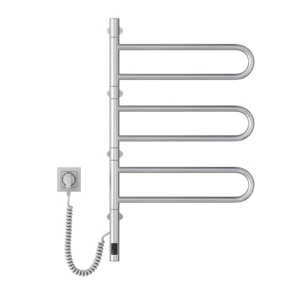 Schwenkbarer elektrischer Handtuchheizkörper NAVIN Fouette 480×800 Sensor aus poliertem Edelstahl