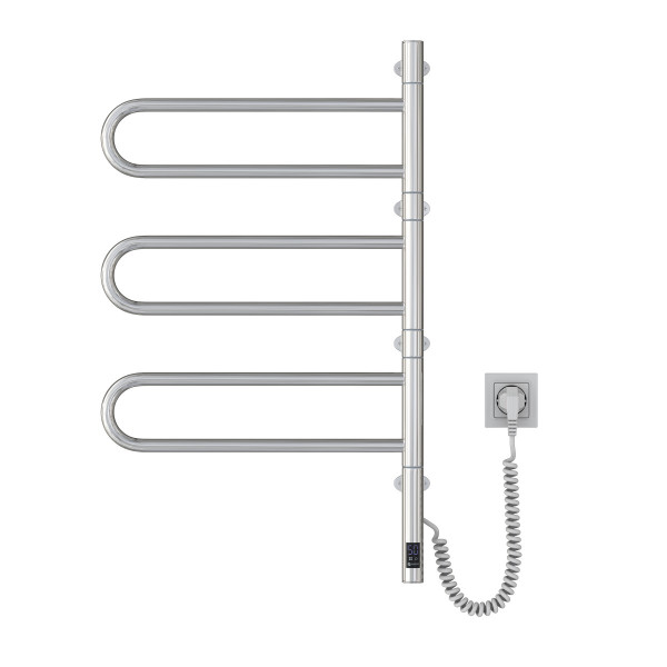 Schwenkbarer elektrischer Handtuchheizkörper NAVIN Fouette 480×800 Sensor aus poliertem Edelstahl