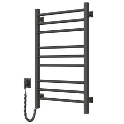 Elektrischer Handtuchheizkörper Classic Quadro 500x800 mm Schwarz mit Sensor links
