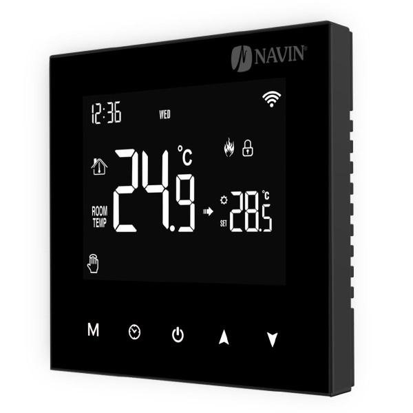 NAVIN Temperaturregler WT410 W-3A mit Wi-Fi für Gasheizkessel, schwarz