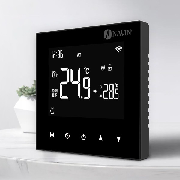 NAVIN Temperaturregler WT410 W-3A mit Wi-Fi für Gasheizkessel, schwarz