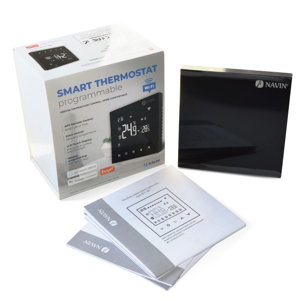 NAVIN Temperaturregler WT410 W-3A mit Wi-Fi für Gasheizkessel, schwarz