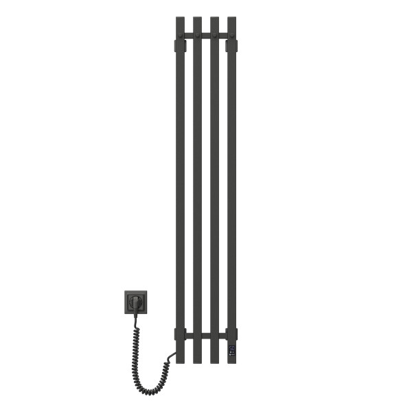 Navin Elektrischer Handtuchheizkörper Levante 210x1200 schwarz mit Kabelausgang links