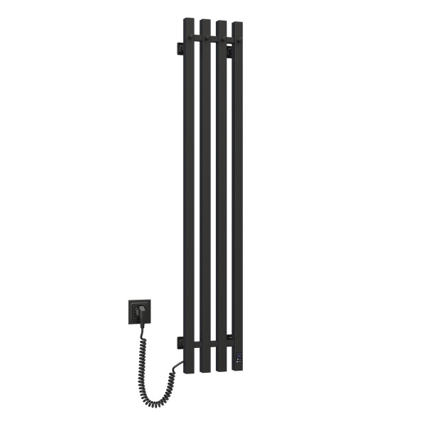 Navin Elektrischer Handtuchheizkörper Levante 210x1200 schwarz mit Kabelausgang links