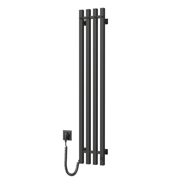 Navin Elektrischer Handtuchheizkörper Levante 210x1200 schwarz mit Kabelausgang links