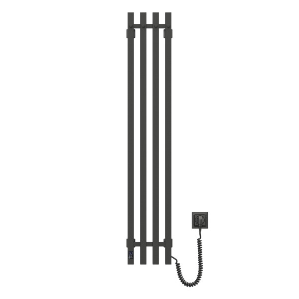Navin Elektrischer Handtuchheizkörper Levante 210x1200 schwarz mit Kabelausgang rechts