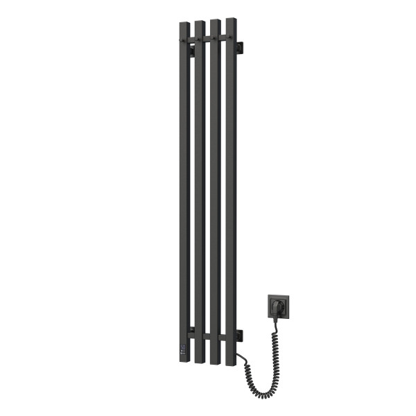 Navin Elektrischer Handtuchheizkörper Levante 210x1200 schwarz mit Kabelausgang rechts