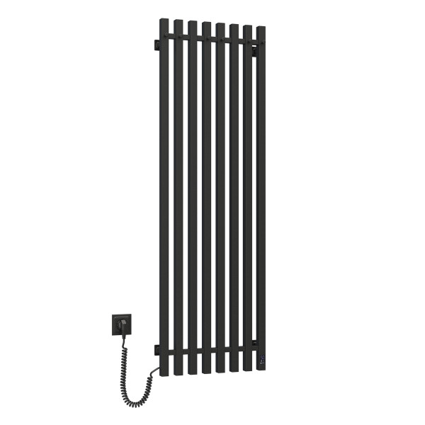 Navin Elektrischer Handtuchheizkörper Levante 450x1400 schwarz mit Kabelausgang links