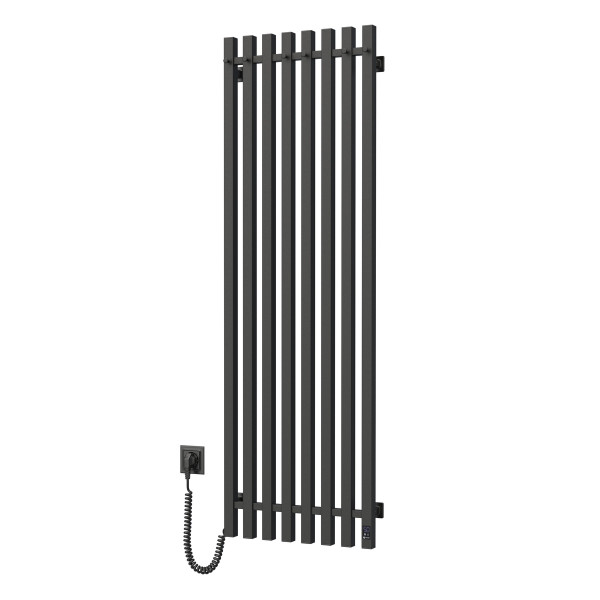 Navin Elektrischer Handtuchheizkörper Levante 450x1400 schwarz mit Kabelausgang links